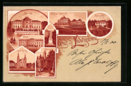 Lithographie Ludwigsburg, Schloss, Marienwahl, Monrepos  - Ludwigsburg