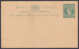 British Malaya Straits Settlements Mint One Cent Queen Victoria Postcard, Post Card, Postal Stationery - Straits Settlements