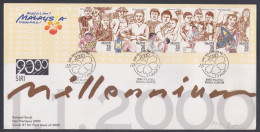 Malaysia 2000 FDC Millenium, Native, Tribal, Seashell, Doctor, Medical, Tennis, Woman, Women, Culture, First Day Cover - Malaysia (1964-...)