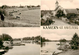 73870596 Kamern Panorama Schafherde Partie An Der Havel Ortsmotiv Mit Kirche Kam - Other & Unclassified