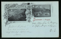 Mondschein-AK Saalfelden I. Pinzgau, Panorama  - Other & Unclassified