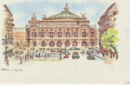 Paris 75  Carte Depliante P  F  Non  Circulée L'Opera Et La Place Tres Animée - Other Monuments
