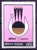 India 1973 MNH, Exhibition Symbol INDIPEX 73 International Philatelic Exhibition - Filatelistische Tentoonstellingen