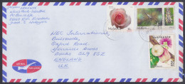 Malaysia 2009 Used Airmail Cover To England, Hybrid Tea Rose, Golden Orb Web Spider, Flowering Tree, Stamps - Malaysia (1964-...)