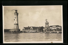 AK Lindau I. B., Hafeneinfahrt M. Neuem Bahnhof, Dampfer Hohentwiel, Leuchtturm  - Other & Unclassified