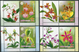 Korea 2014. Orchids (MNH OG) Set Of 4 Stamps And 4 Labels - Korea, North