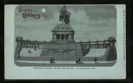 Mondschein-Lithographie Koblenz A. Rh., Provinzial-Denkmal Kaiser Wilhelm I. Am Deutschen Eck  - Other & Unclassified