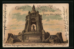 Lithographie Porta Westfalica, Kaiser Wilhelm-Denkmal  - Other & Unclassified