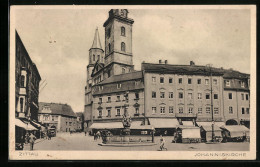 AK Zittau, Johanniskirche Mit Brunnen Und Marktständen  - Zittau