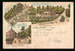 Lithographie Köln-Dellbrück, Restaurant Jägerhaus, Hunde-Dressur-Anstalt  - Koeln