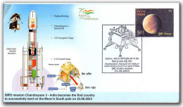 INDIA 2023 Chandrayaan-3,1st Country South Pole,Space Lander,ISRO, Moon Mission,Palindrome Date, Cover (**) Inde Indien - Storia Postale