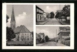 AK Schneverdingen / Lüneburger Heide, Harburgerstrasse, Schulstrasse, Kirche  - Schneverdingen