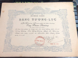 SOUTH Vietnam Sells Paper Certificate Of Merit During The Republic Of Vietnam Period-certificate Of Entry And Exit Certi - Other & Unclassified