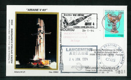 Espace 1991 01 24 - CNES - Ariane V63 - Pochette Complète - Europe