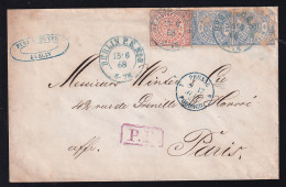 Ziffer ½  Gr. Und 2 Gr. (2x) Auf Brief Mit K2 BERLIN P.E. No 8 15.6.68 Nach Paris - Sonstige & Ohne Zuordnung