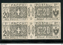Pacchi Postali Cent. 20 Coppia Verticale Non Dentellata - Mint/hinged