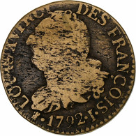 France, Louis XVI, 3 Deniers, 1792 / AN 4, Limoges, Laiton, B+, Gadoury:5 - Other & Unclassified