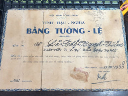 SOUTH Vietnam Sells Paper Certificate Of Merit During The Republic Of Vietnam Period-certificate Of Entry And Exit Certi - Other & Unclassified