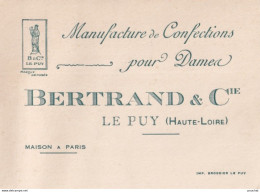 O22-43) Le Puy.- (Haute Loire) Manufacture De Confections Pour Dames - BERTRAND & Cie - Cartes De Visite