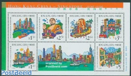 Hong Kong 1999 Tourism S/s, Joint Issue With Singapore, Mint NH, Transport - Various - Automobiles - Railways - Ships .. - Neufs
