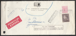 L. Exprès Affr. N°848A+859 Càd [ANTWERPEN (CENTRUM)/12 VI 1963] Pour EV - [TERUG AAN AFZENDER/…] + Papillon "TER POST AF - 1936-1951 Poortman