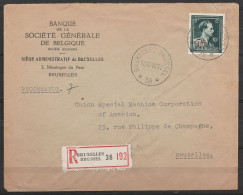 L. Entête Banque Recommandée Affr. N°724T Càd Agence BRUXELLES-BRUSSEL 38/30.10.1946 Pour Bruxelles - 1946 -10%