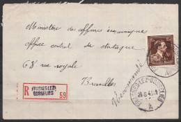 L. Recommandée Affr. N°695 Càd FRASNES-LEZ-GOSSELIES/28-8-1945 Pour BRUXELLES - 1936-1957 Col Ouvert