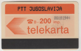 JUGOSLAVIA - PTT JUGOSLAVIJA ,200 Units, Tirage 35.000 , Used - Joegoslavië