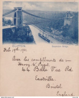 F20- BRISTOL - CLIFTON - SUSPENSION BRIGE - OBLITERATION DE 1901 - ( 2 SCANS ) - Bristol