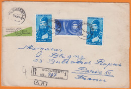 Roumanie Lettre Recommandée  Avec A.R.  De BUCAREST  Le 26 6 1961 En Poste Aérienne  " GAGARINE  X 3 " - Brieven En Documenten