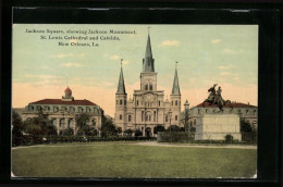 AK New Orleans, LA, Jackson Square, Showing Jackson Monument, St. Louis Cathedral And Cabildo  - New Orleans