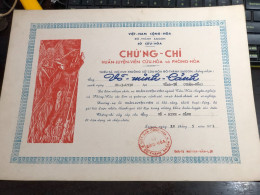 SOUTH Vietnam Sells Paper Certificate Of Merit During The Republic Of Vietnam Period-certificate Of Entry And Exit Certi - Autres & Non Classés