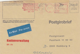 Kanada Freistempel Postscheck Postgiro Aus Den Ausland Vancouver 1992 - Briefe U. Dokumente