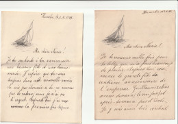 2 Lettres A Entete D'un Voilier Centieme Anniversaire De L'empereur Guillaume - Manuscrits