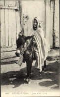 CPA Maghreb, Kind Auf Esel Reitend, Araber - Costumes