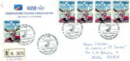 Italia, Raccomandata, Campionati Mondiali Di Kayak, Mezzana In Val Di Sole (TN) 1/7/1993 Fdc Canoa - Canoa