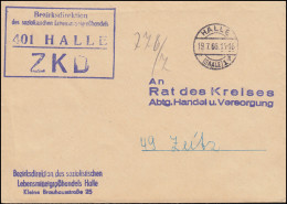 ZKD-Brief Bezirksdirektion Lebensmittegroßhandel HALLE/SAALE 19.7.66 Nach ZEITZ - Briefe U. Dokumente