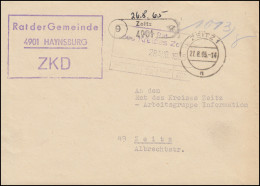 ZKD-Brief Rat Der Gemeinde Haynsburg Orts-Brief ZEITZ 27.8.65 An Rat Des Kreises - Briefe U. Dokumente