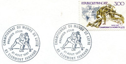 Francia, Cartolina Con Annullo, Clermond Ferrand, 21/8/1987 - Campionati Mondiali Di Lotta - Lotta