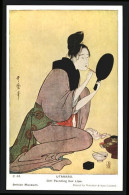 Künstler-AK Utamaro: Girl Painting Her Lips  - Non Classés