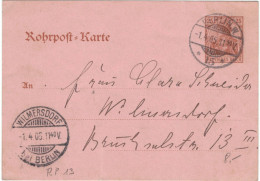 Ganzsache Rohrpost Berlin Germania 25 Pf. P15 1911 > Wilmersdorf Bei Berlin - Termin - Cartes Postales