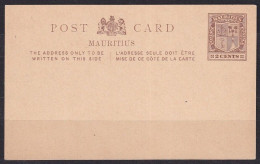 MAURITIUS. 1909/local Use, Two-cents Postal Stationery Post Card/unused. - Mauritius (...-1967)