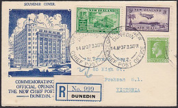 NZ - AUSTRALIA 1937 REGISTERED SOUVENIR COVER DUNEDIN CHIEF POST OFFICE (B) - Lettres & Documents