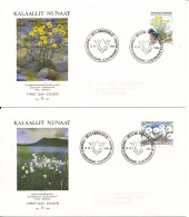 Greenland FDC Flowers 12-10-1989 Complete On 2 Covers With Nice Cachet Sent To Denmark - FDC