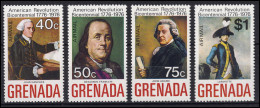 Grenada: John Hancock, Benjamin Franklin, John Adams, La Fayette, 4 Werte ** - Indépendance USA