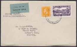 NZ 1931 SPECIAL FLIGHT INVERCARGILL - AUCKLAND REGISTERED PALMERSTON NORTH CDS (B) - Lettres & Documents