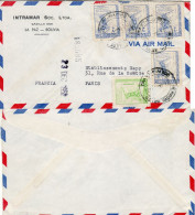 BOLIVIA 1952 AIRMAIL LETTER SENT FROM LA PAZ TO PARIS - Bolivie