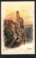Künstler-AK Friedrich Perlberg: Burg Lichtenstein Im Abendrot  - Perlberg, F.