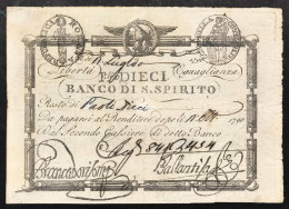 Repubblica Romana 10 Paoli  1798 Banco Di Santo Spirito N.c. Restauri Ma Ottimo Aspetto Q.bb LOTTO 408 - Autres & Non Classés