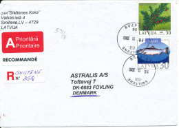 Latvia Registered Cover Sent To Denmark Smiltene 19-11-2003 Topic Stamps - Lettonie